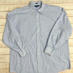 Tommy Hilfiger Men's Blue Micro Check Dress Shirt Size 18 34-35 Regular Fit